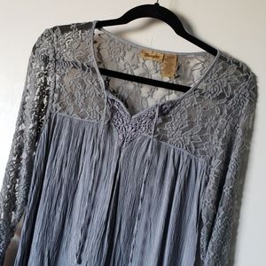 Wrangler lace and crepe boho blouse